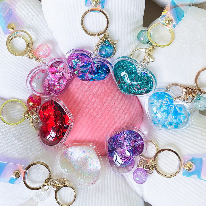 Wholesale Acrylic Oiled Love Quicksand Creative Key Chain